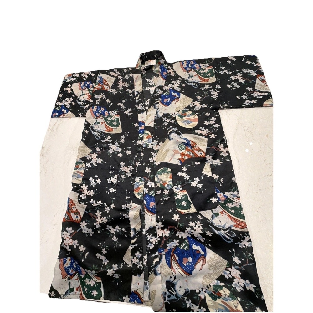 Vibrant Yue Tan  Kimono Robe Geisha Flowers Size M China